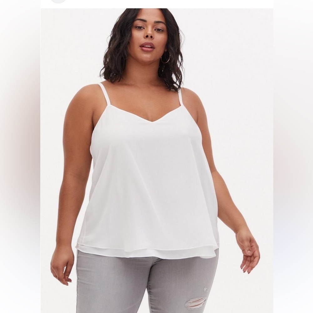 Torrid Sophie cami swing tee double layer white grey chiffon  lagenlook designer